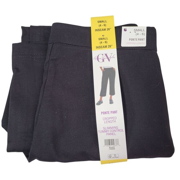 Gloria Vanderbilt Women Black Cropped Ponte Pants With Tummy Control Panel Small - Picture 14 of 15